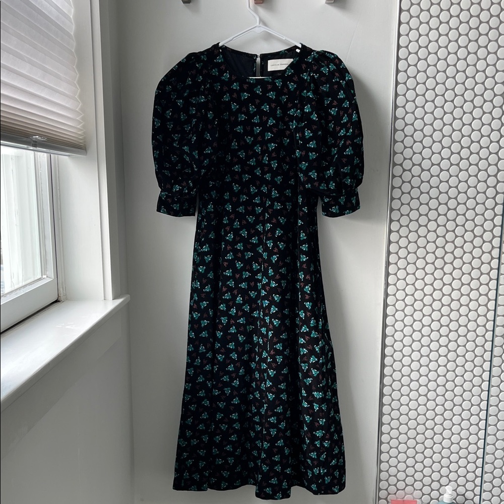 Loeffler Randall Black and Teal Maxi Dress